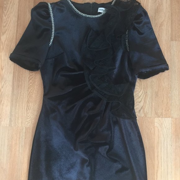 Self Portrait Velvet Ruffle Mini Dress - Picture 3 of 5